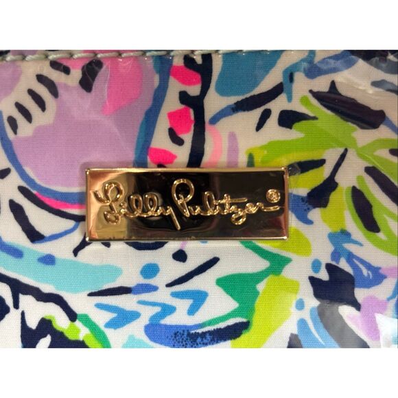 Lilly Pulitzer Pencil Pouch Womens Multicolor Print Gold Wrist Strap Zipper Case - Picture 4 of 4